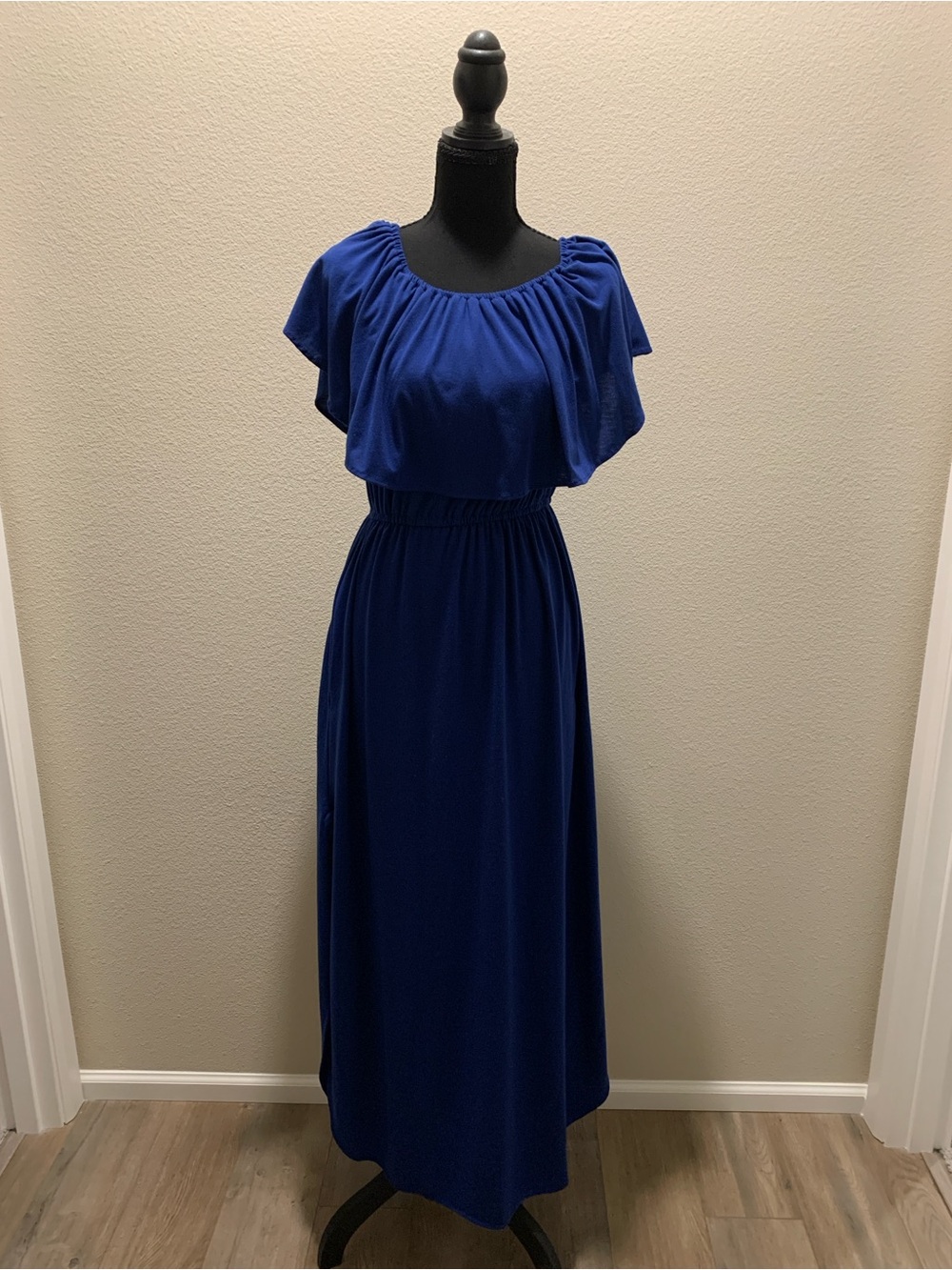 Classic Royal Blue Maxi Dress with Elastic Waist (Size S)